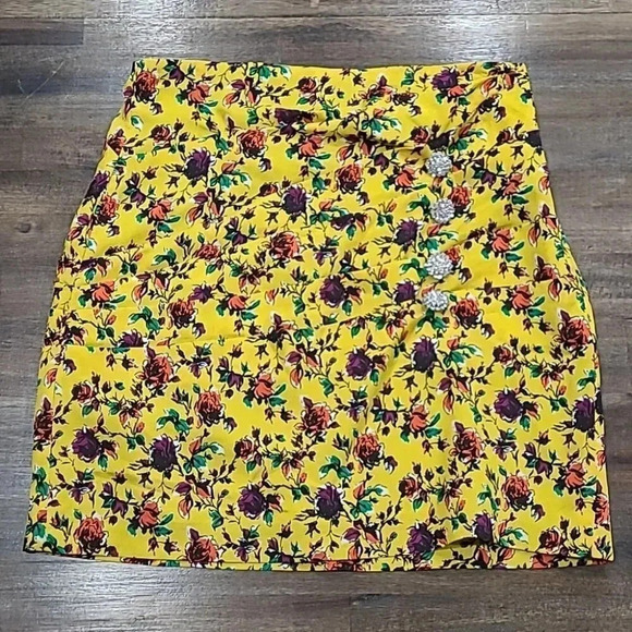 Zara Draped Floral Print Jeweled Mini Skirt - Picture 5 of 17